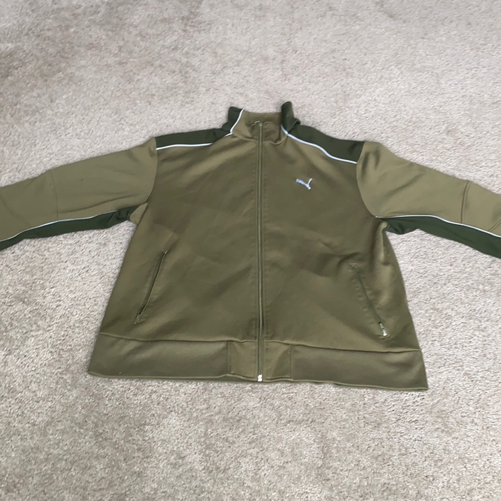 Puma track jacket size large olive green